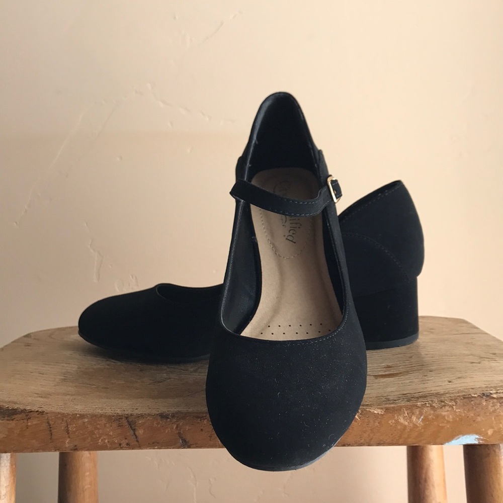 Black strapped heels
